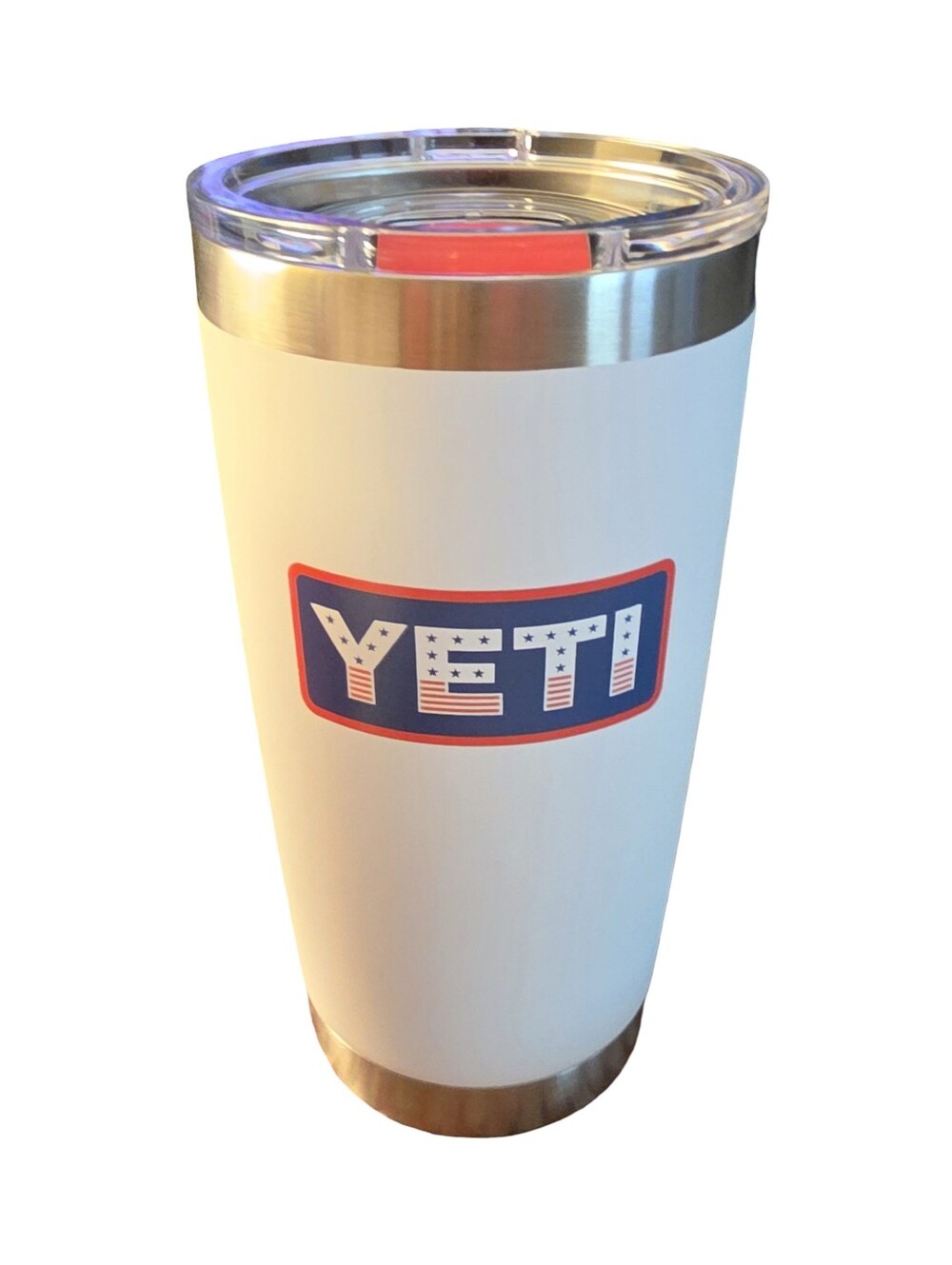 YETI Rambler 20oz Tumbler w magslider Lid "White Badge" New - Picture 2 of 11